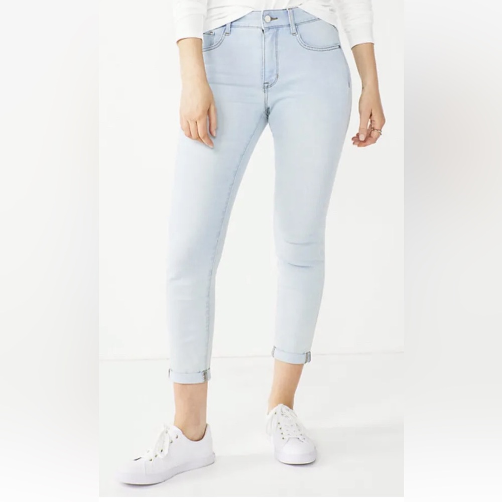 Women’s NINE WEST Blue Light Wash Highwaist Skinny Ankle Jean Size 14